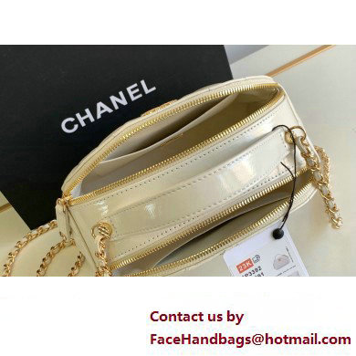 Chanel Calfskin  &  Gold-Tone Metal Chain Bowling Bag AP3586 White 2024